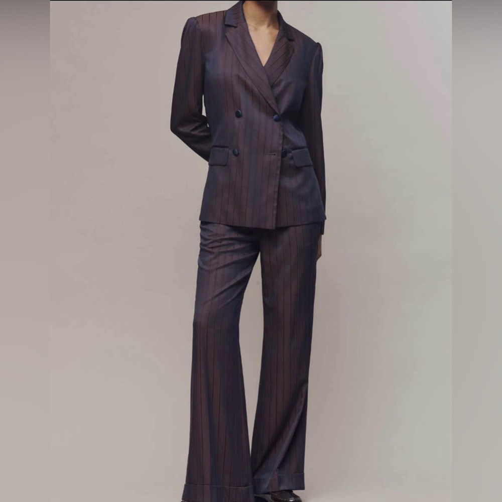 Anthropologie Maeve Cocktail Hour Women's Striped Black Suit Pants